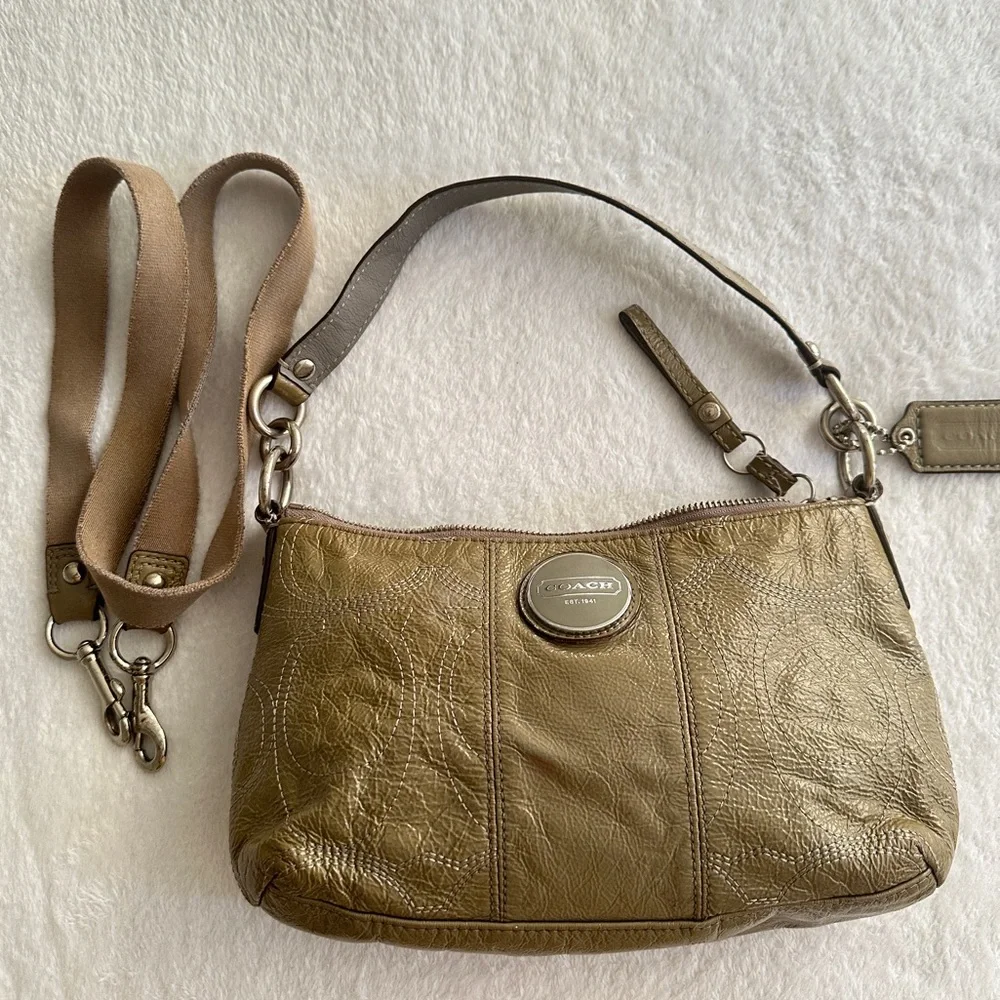Coach Olive Green Leather Hobo Shoulder Bag